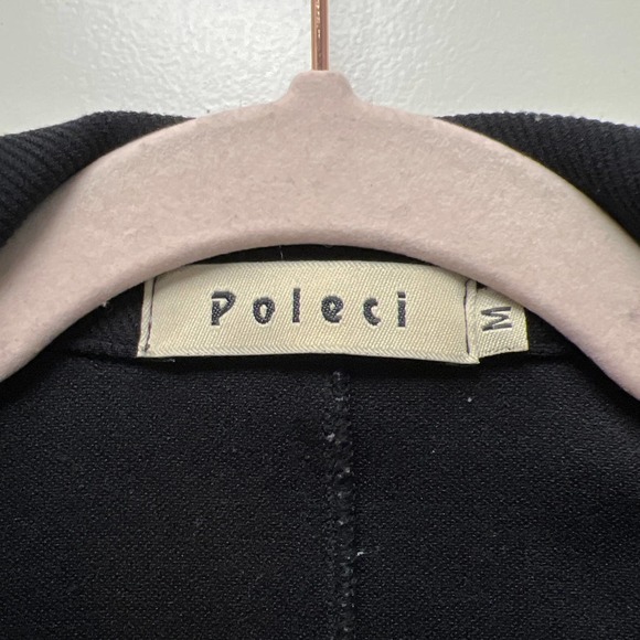 Poleci Women's Button Down Long Sleeve Casual Jacket with Pockets Size M Black - Picture 2 of 5